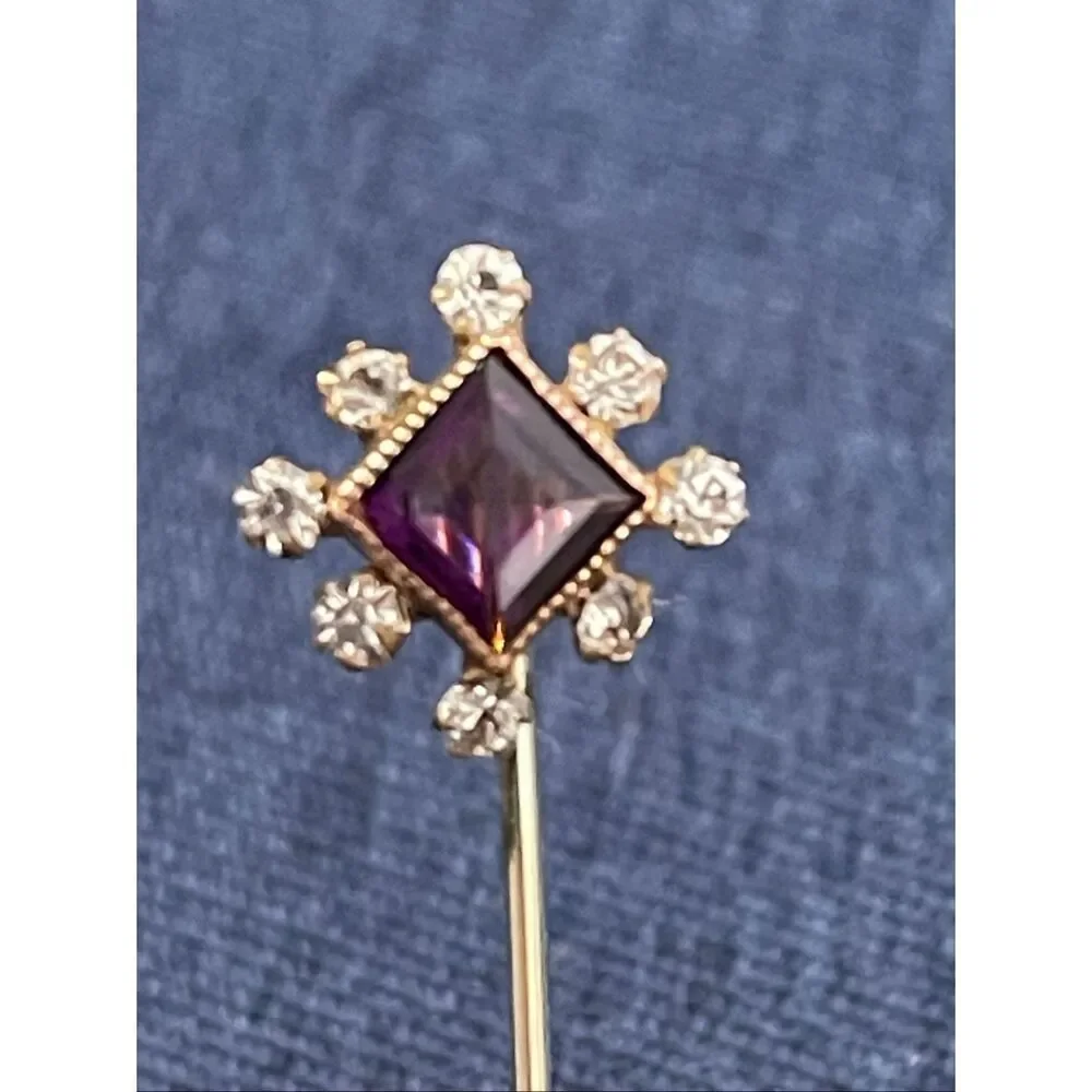 Vintage Victorian Amethyst and Faux Diamond Hat Pin